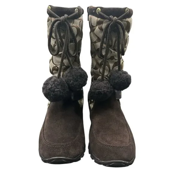 Coach Boots Women’s Size US6 Juniper 12CSIG Suede Signature in Brown - Picture 3 of 7